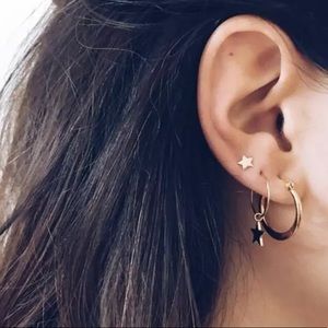 Gold Boho 4 pc.  Star Hoop & Stud Earrings Set